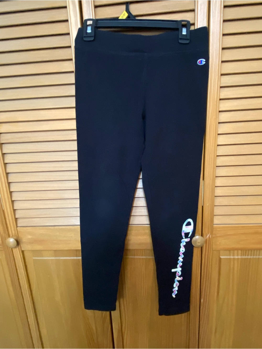 Champion Kids Black Leggings with Script Logo